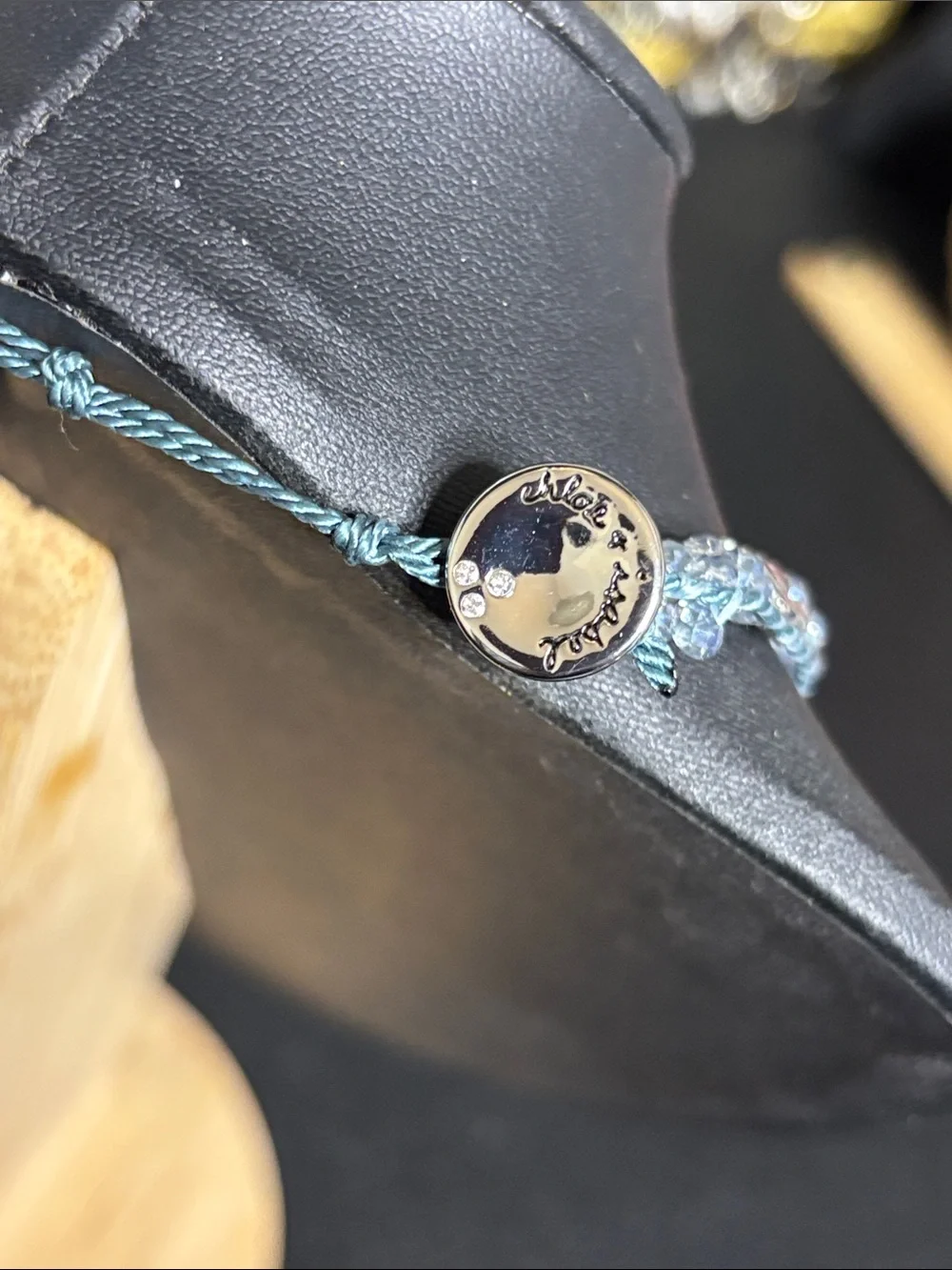 Chloe + Isabel Boho Glass Silver-Tone Beaded Necklace Blue Accent Straps Chain